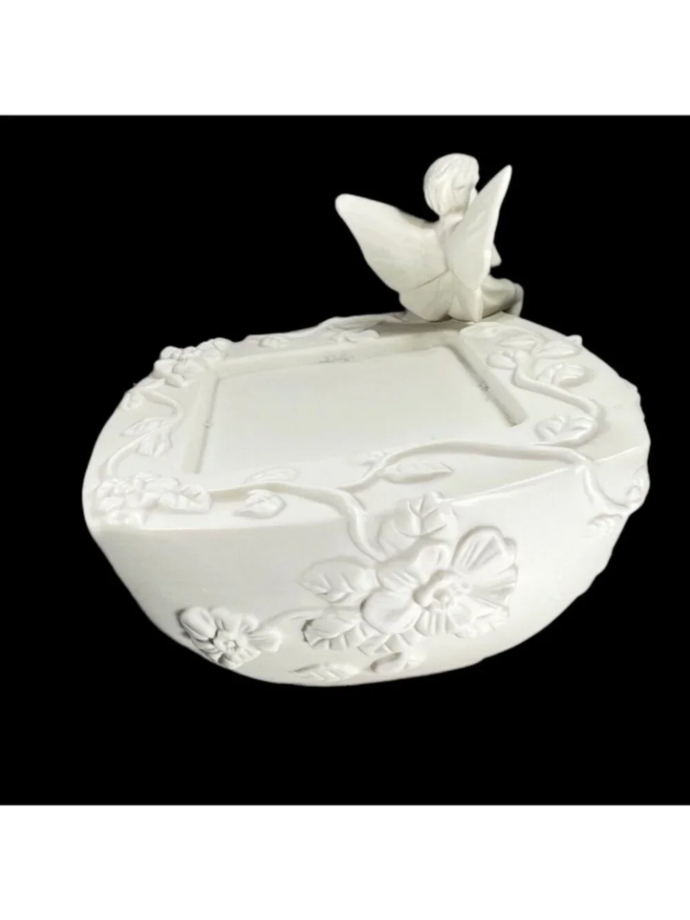 PartyLite Boy Fairy Pillar Candle Holder Retired Angel Enchantment Bisque White